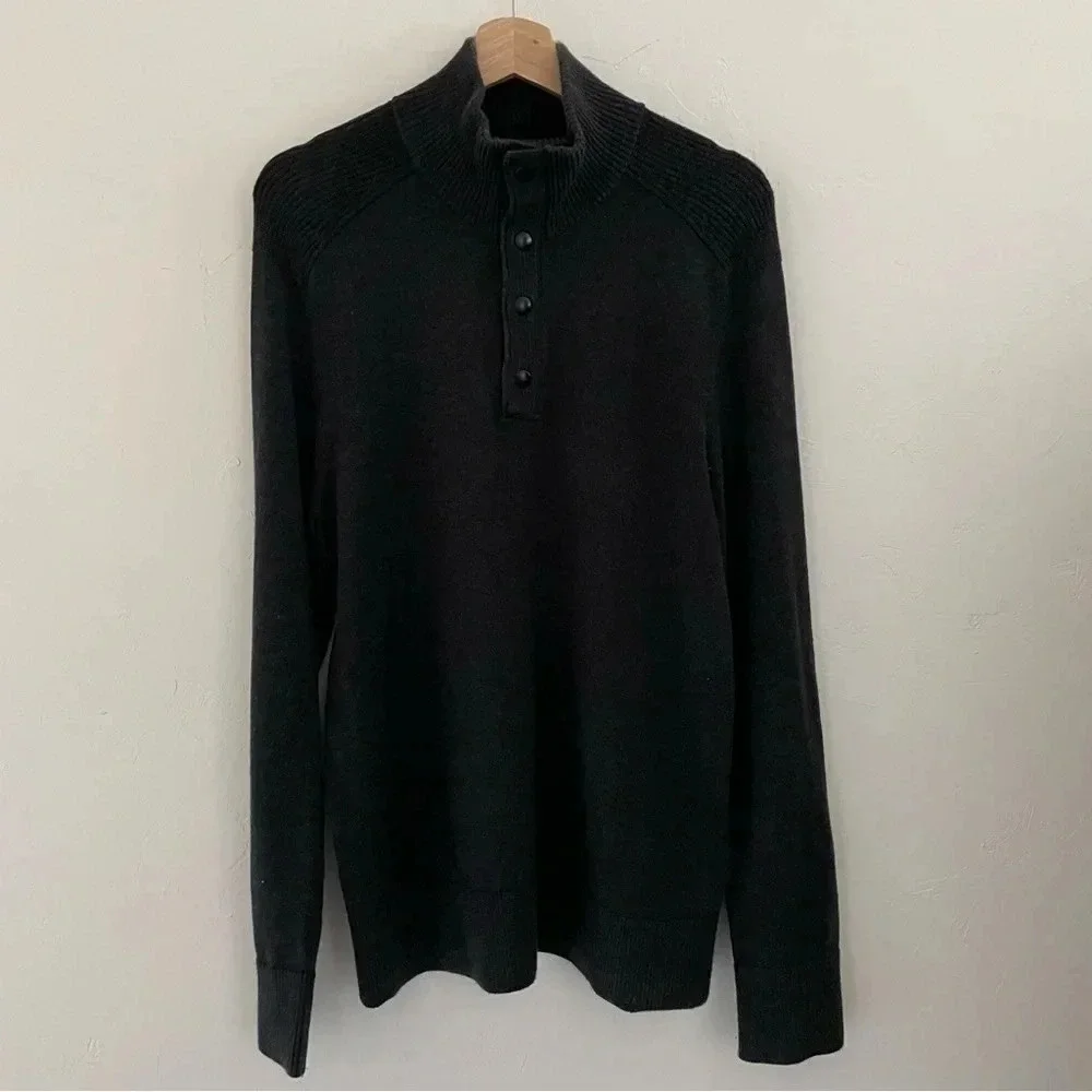 Banana Republic Quarter Snap Sweater Med Gray Silk Blend Soft